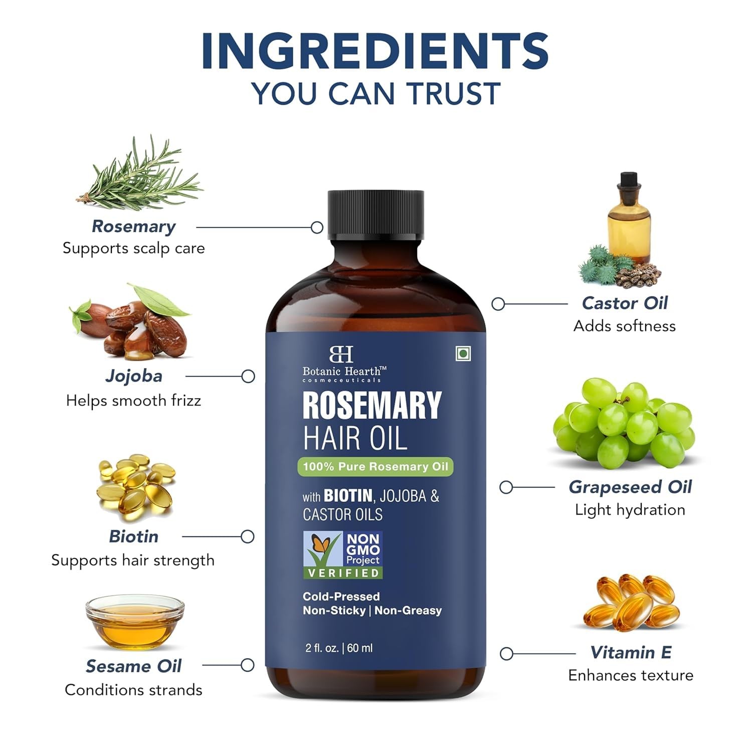 100% Pure Rosemary Oil For Hair Growth Infused With Biotin | Hair Strenghteni…