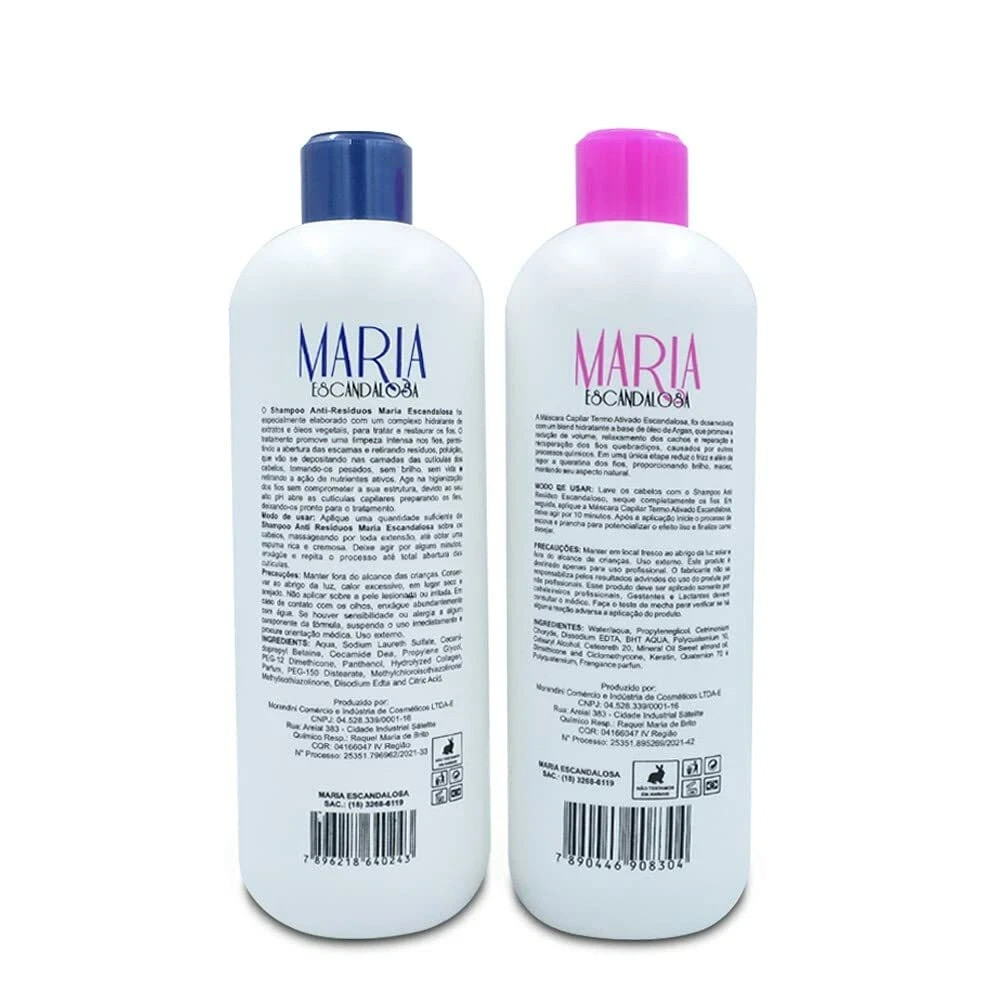 Maria Escandalosa Brazilian Keratin Hair Straightening Treatment 2x1L