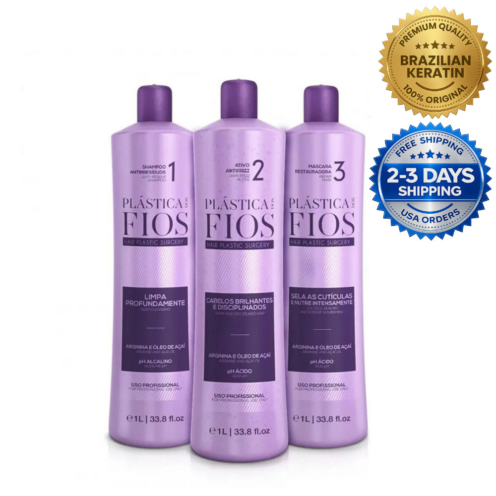 Cadiveu Plastica dos Fios 3x1L Kit – Professional Brazilian Keratin 33.8oz Each