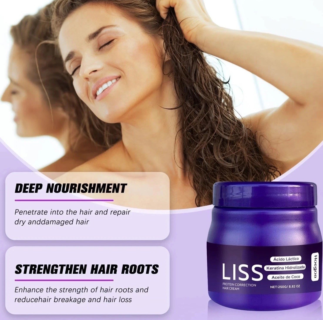 Liss Protein Correcting Cream 8.82 oz. Hair Straightener With Brush Sealed
