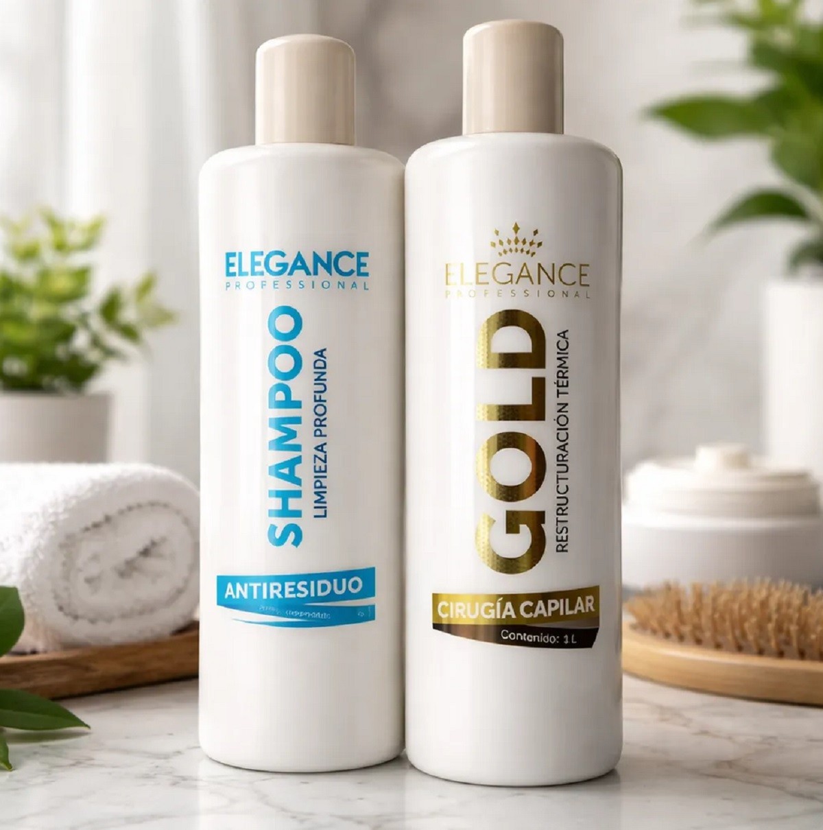 Elegance Gold Hair Surgery 1L Kit Keratin Smoothing Treatment Straightening Set