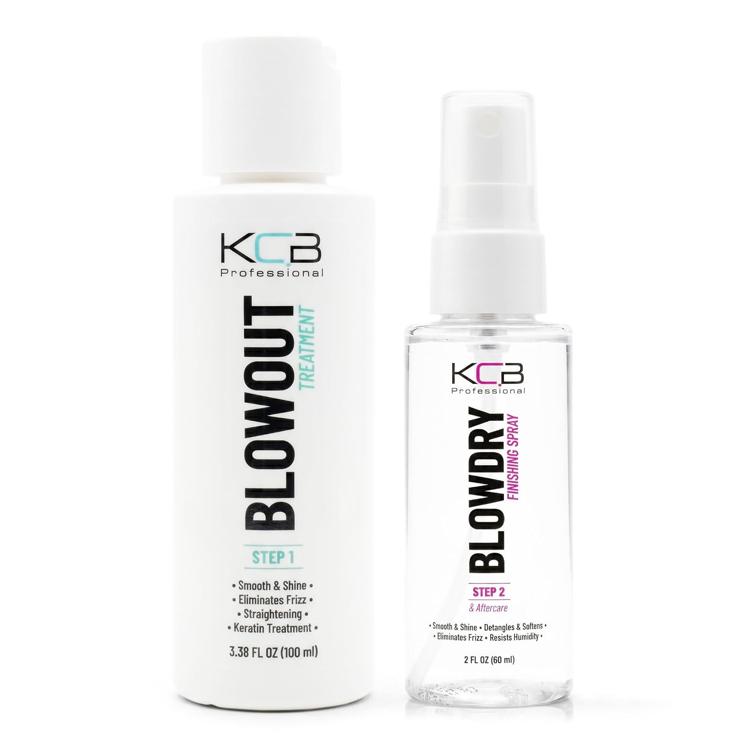 Blowout, 2 Step Keratin Hair Treatment. Brazilian Straightening and Frizz Contro