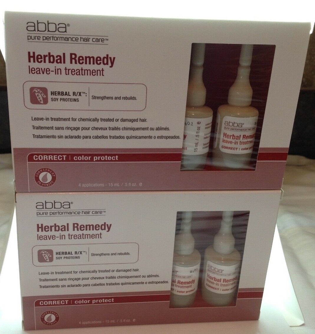 Abba Herbal Remedy Leave-in Treatment Color Protect 4 x 15ml / 5 oz – LOT OF 2
