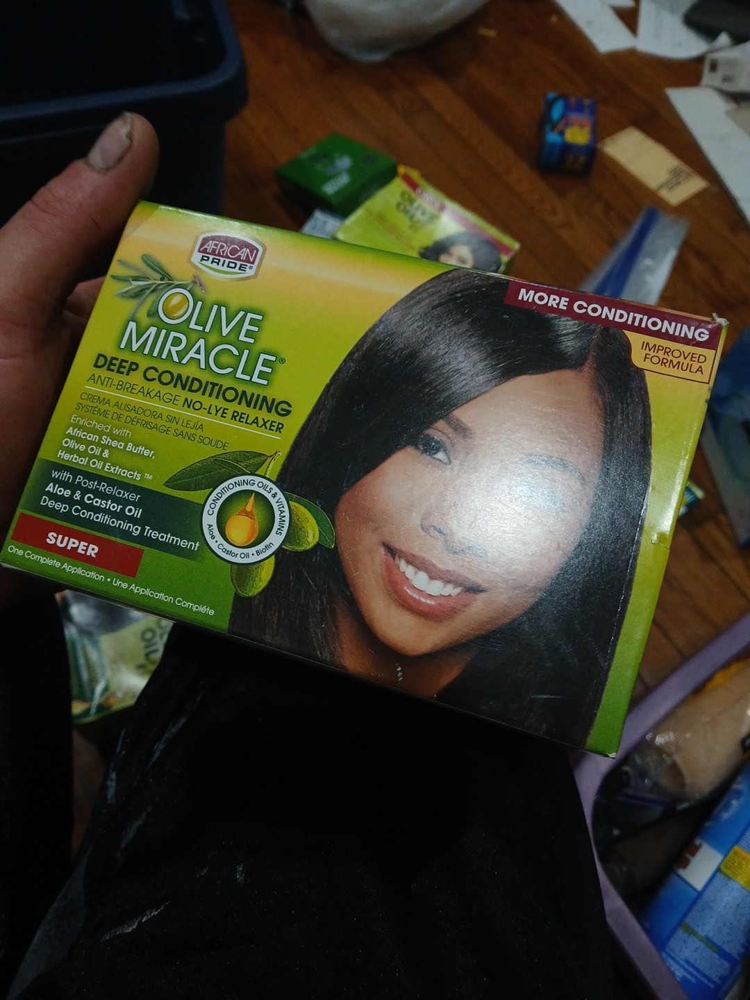 African Pride Olive Miracle Deep Conditioning Relaxer w/ Aloe & Castrol Oil.