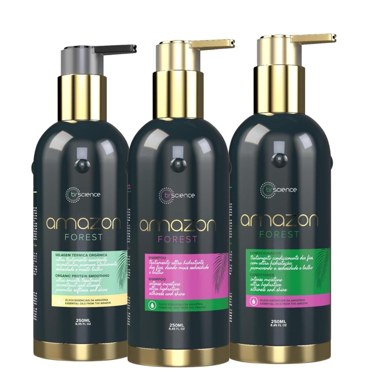 Kit Brscience Amazon Forest Progressive Thermal Sealing,Shampoo and Cond-3x250mL