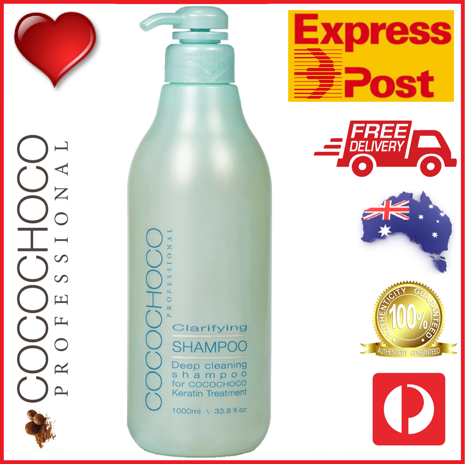 ❤❤ COCOCHOCO Pro CLARIFYING SHAMPOO 1000ml 1L Gold Keratin Salon Brazil EXPRESS