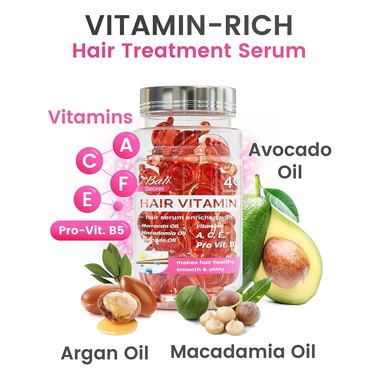 BALI SECRET HAIR TREATMENT SERUM Salon Quality Moroccan Macadamia Avocado Oil