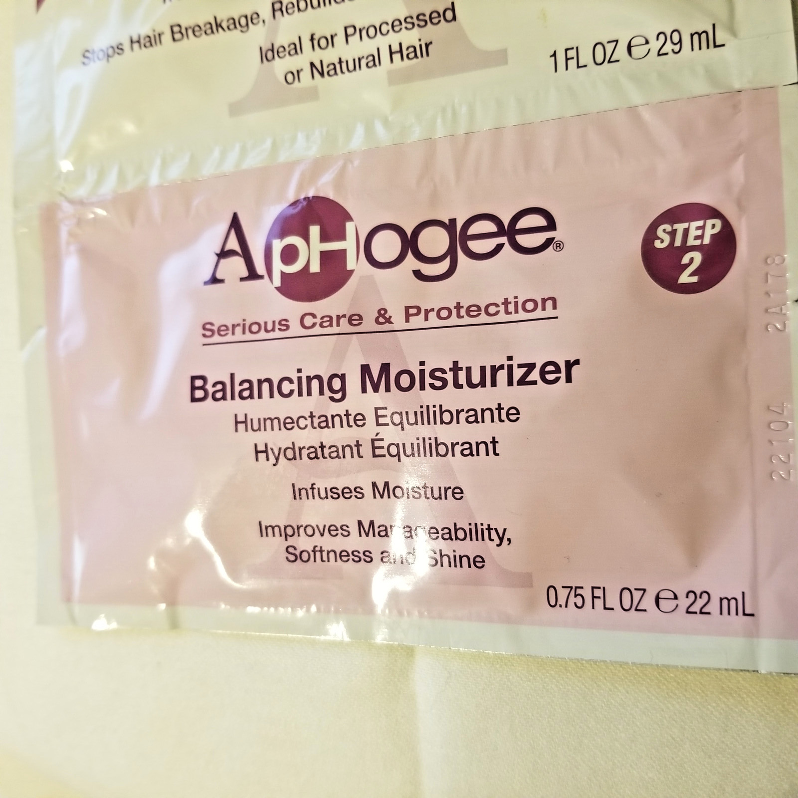 ApHogee Two Step Protein Treatment & Balancing Moisturizer Sachet BRAND NEW