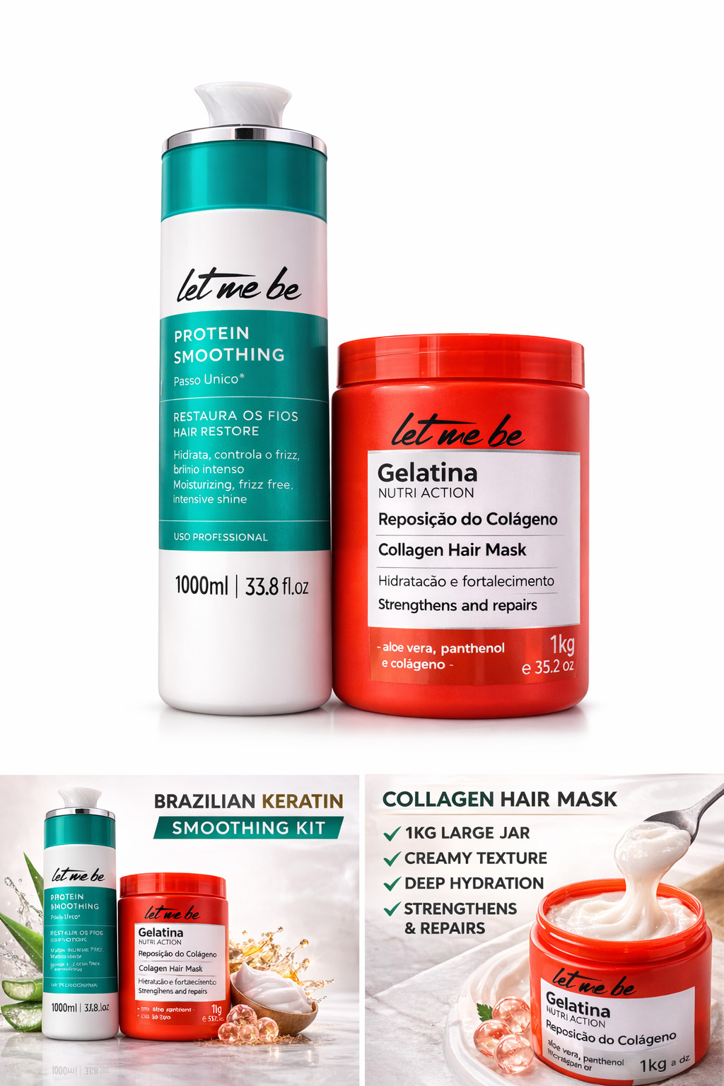 Brazilian Keratin Hair Smoothing Treatment 1000ml – Anti Frizz Salon Formula