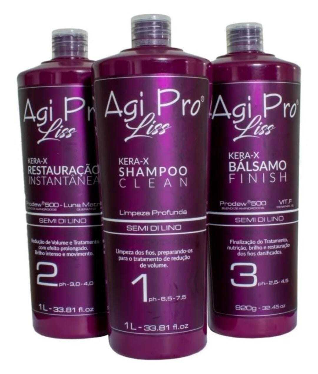 Treatment KERA-X Brazilian Keratin Agi Pro Liss Kit 3 X 1 Lt. Straightening Hair