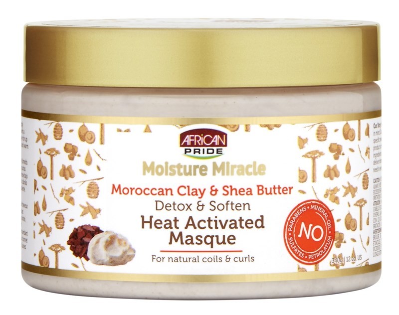 African Pride Heat Activated Masque Moroccan Clay/Shea 12 Ounce