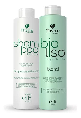 Thyrre Cosmetics Bio Liso Espelhado Kit Progressiva Formaldehyde Free 2x1L
