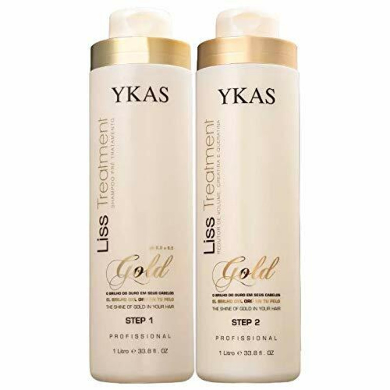 Ykas Gold Liss Treatment Brazilian Keratin Kit 2 Steps (2x 1L) 3 Day Delivery