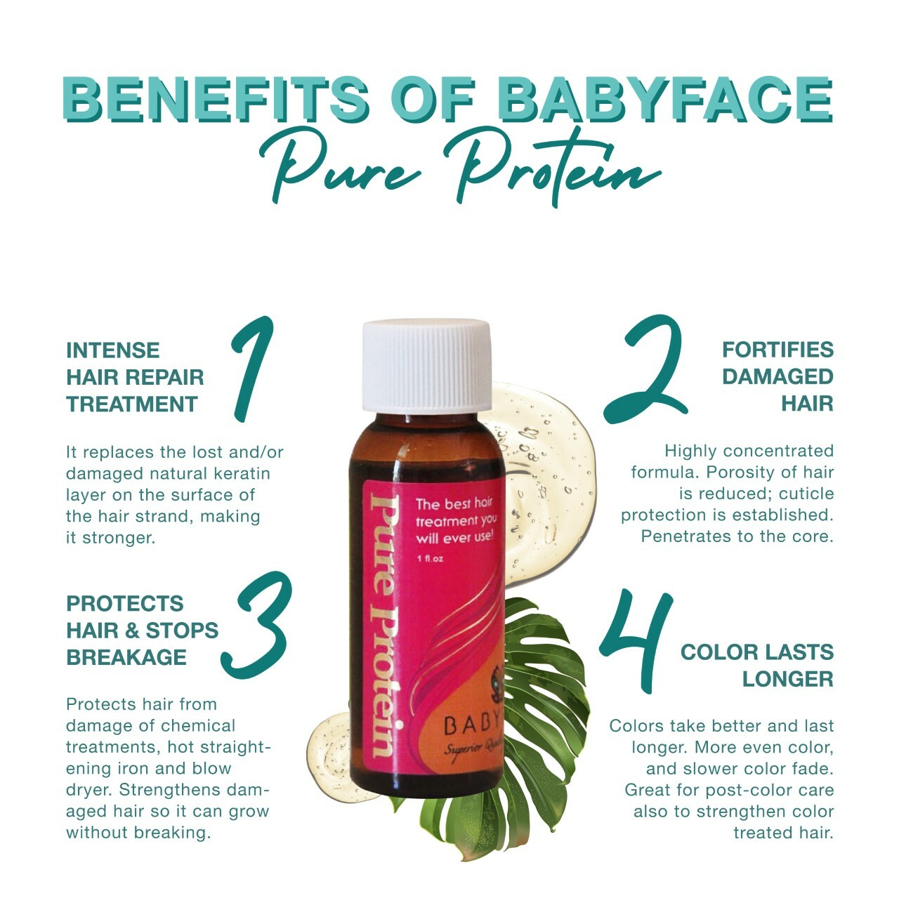 Babyface Pure Protein Keratin Hair Treatment Damaged Bond Repair, Split Ends