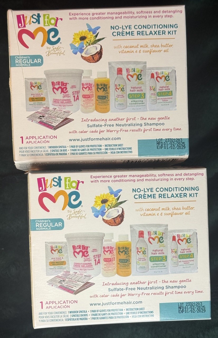 2 X Just For Me No Lye Conditioning Creme Relaxer Kit For Children, Exp 27+