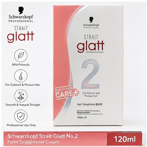 Schwarzkopf Glatt No 2 Permanent Hair Straightener Cream Set 120ml Mild US Stock