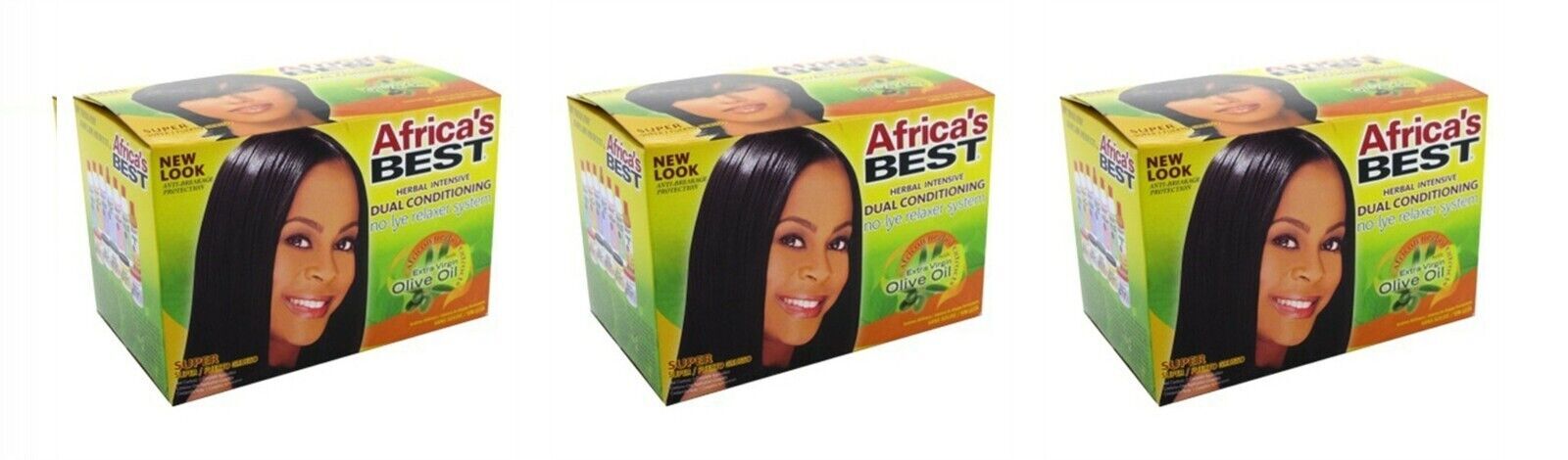 BL Africas Best Relaxer Super Dual Cond. No-Lye System X 3 Counts