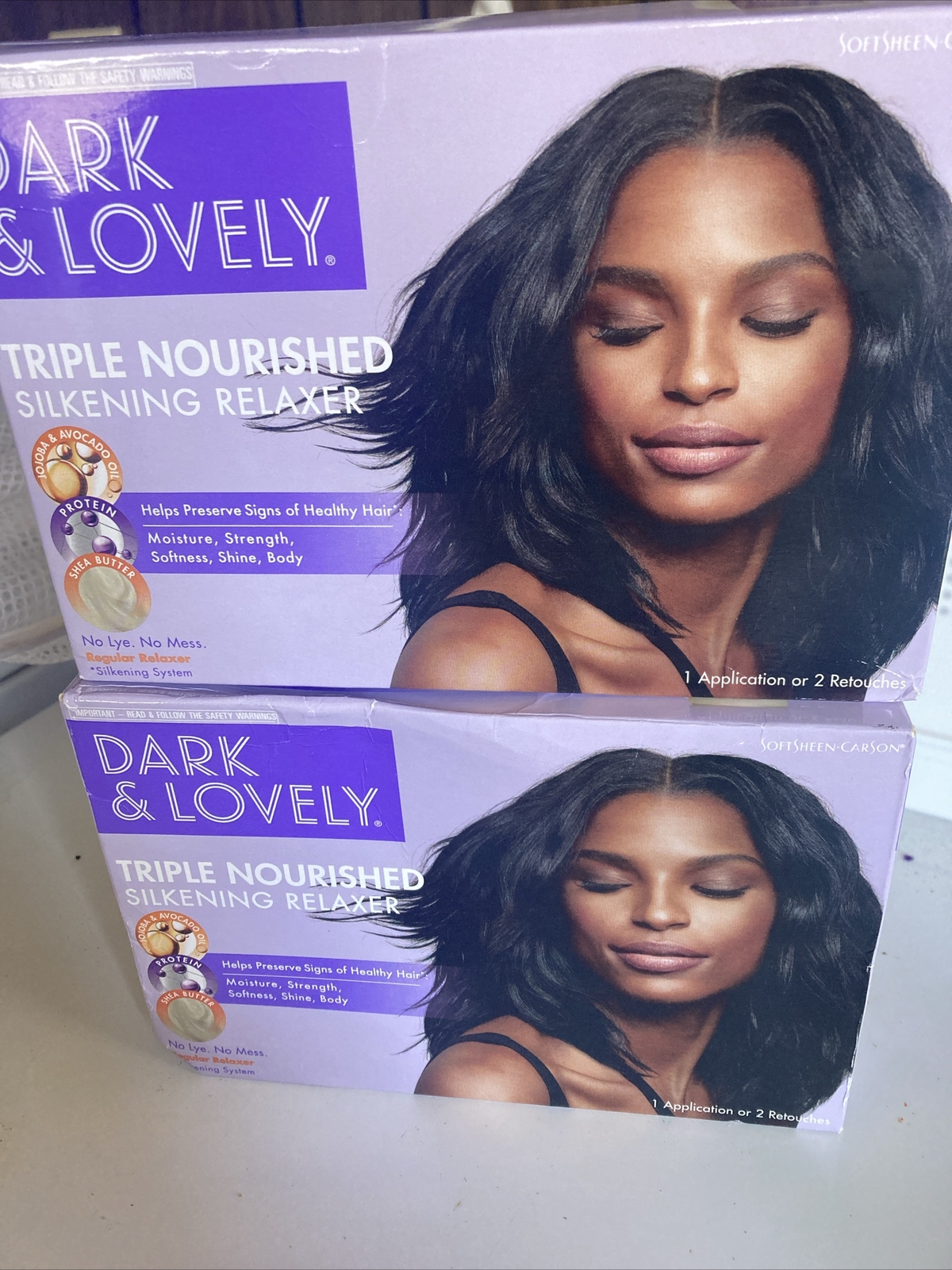 Dark & Lovely Tripled Nourished Silkening Relaxer, Moisture-NO LYE.NO MESS- 2 PK