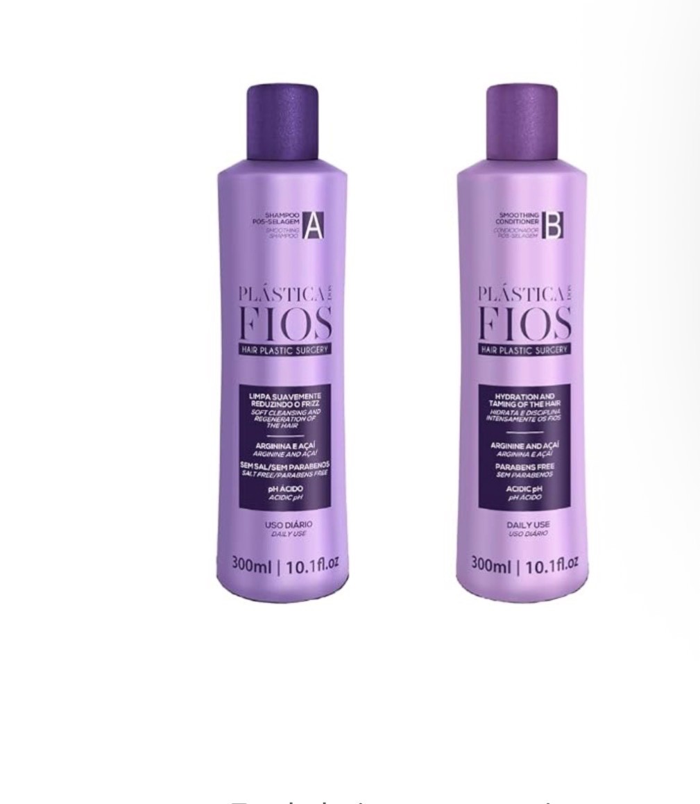 Plastica Dos Fios Keratin Shampoo & Conditioner Set 2x300ml Hair Smoothing