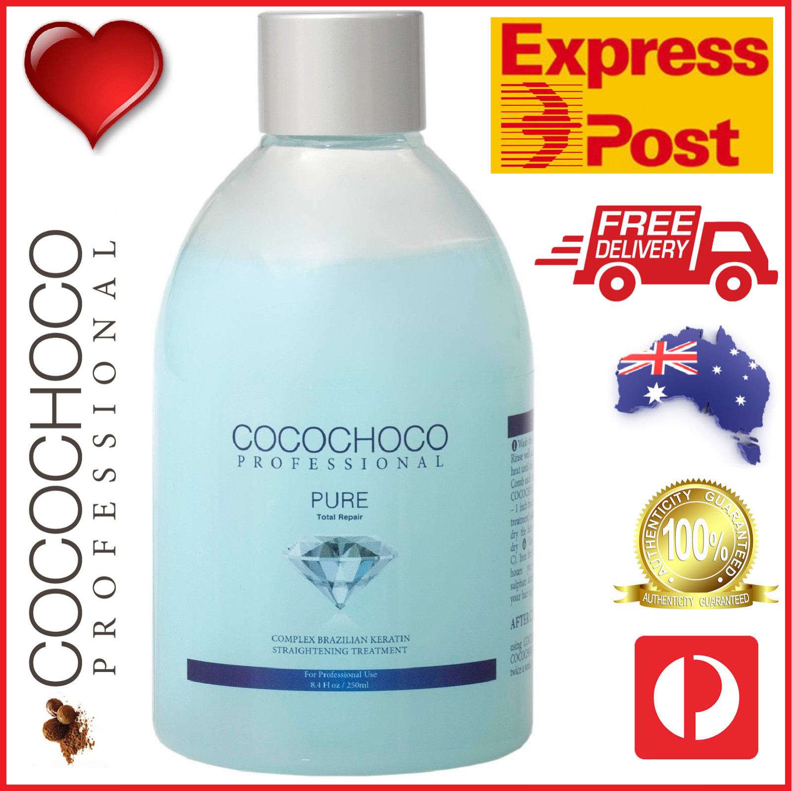 ❤❤ COCOCHOCO Pro PURE Keratin Treatment 250ml Soft Salon Style Hair FREE EXPRESS
