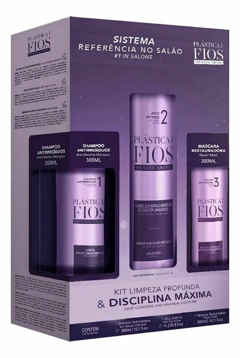 Alisador de cabelo brasileiro queratina Cadiveu Plastica dos Fios 1L+300ML+300ML