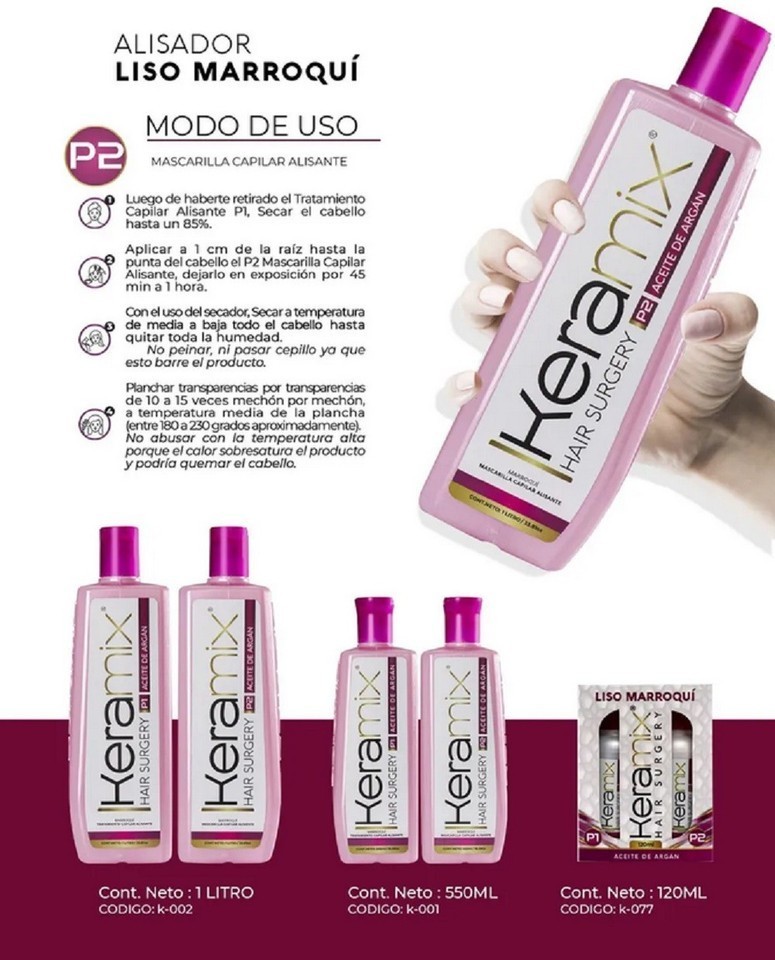 CIRUGIA CAPILAR KERAMIX ALISADOR MARROQUI ALISADO KERATINA PROFESIONAL KIT 120ML