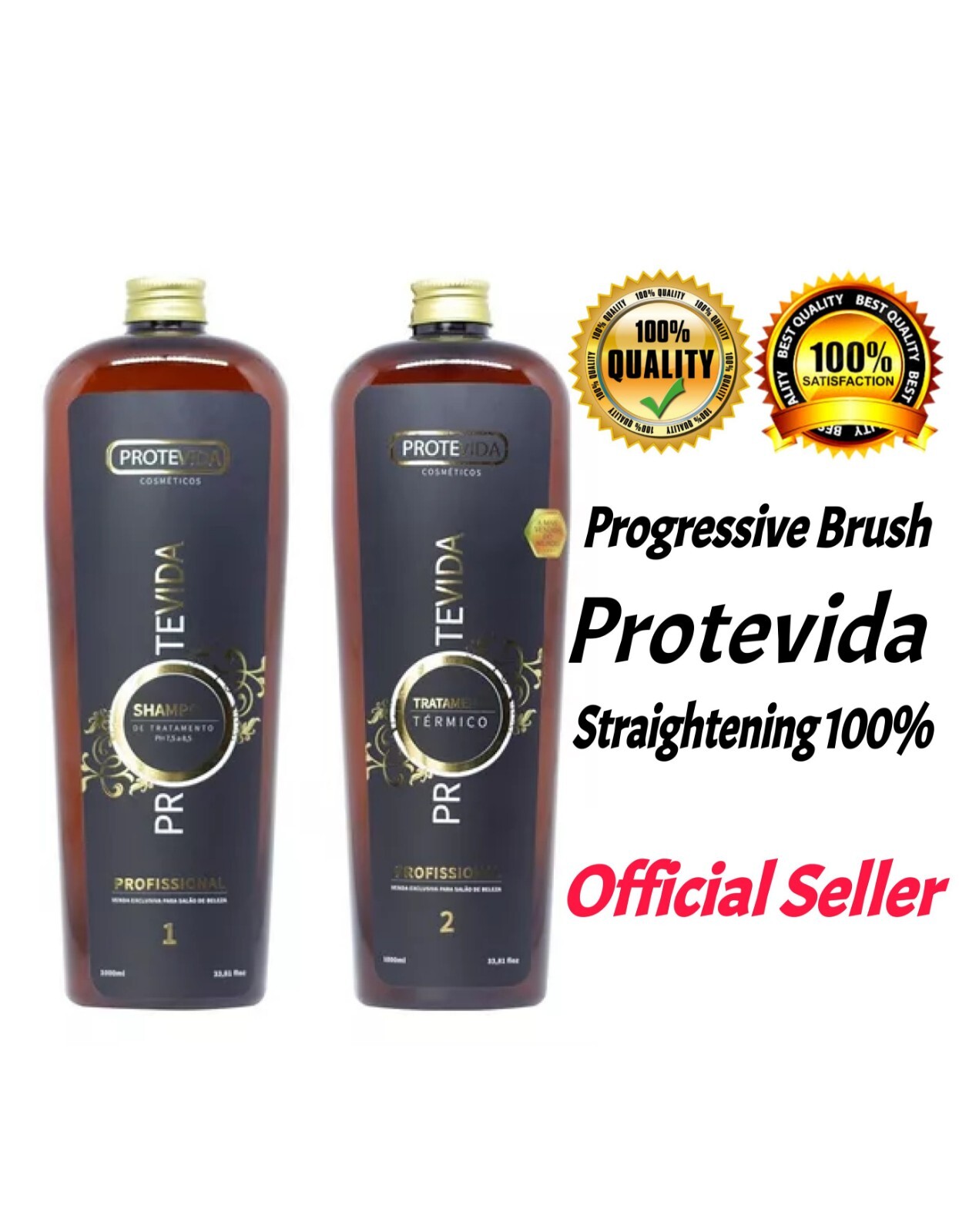 Protevida Professional Brazilian Keratin Treatment/Shampoo+Sealant 2x1L/34 Oz