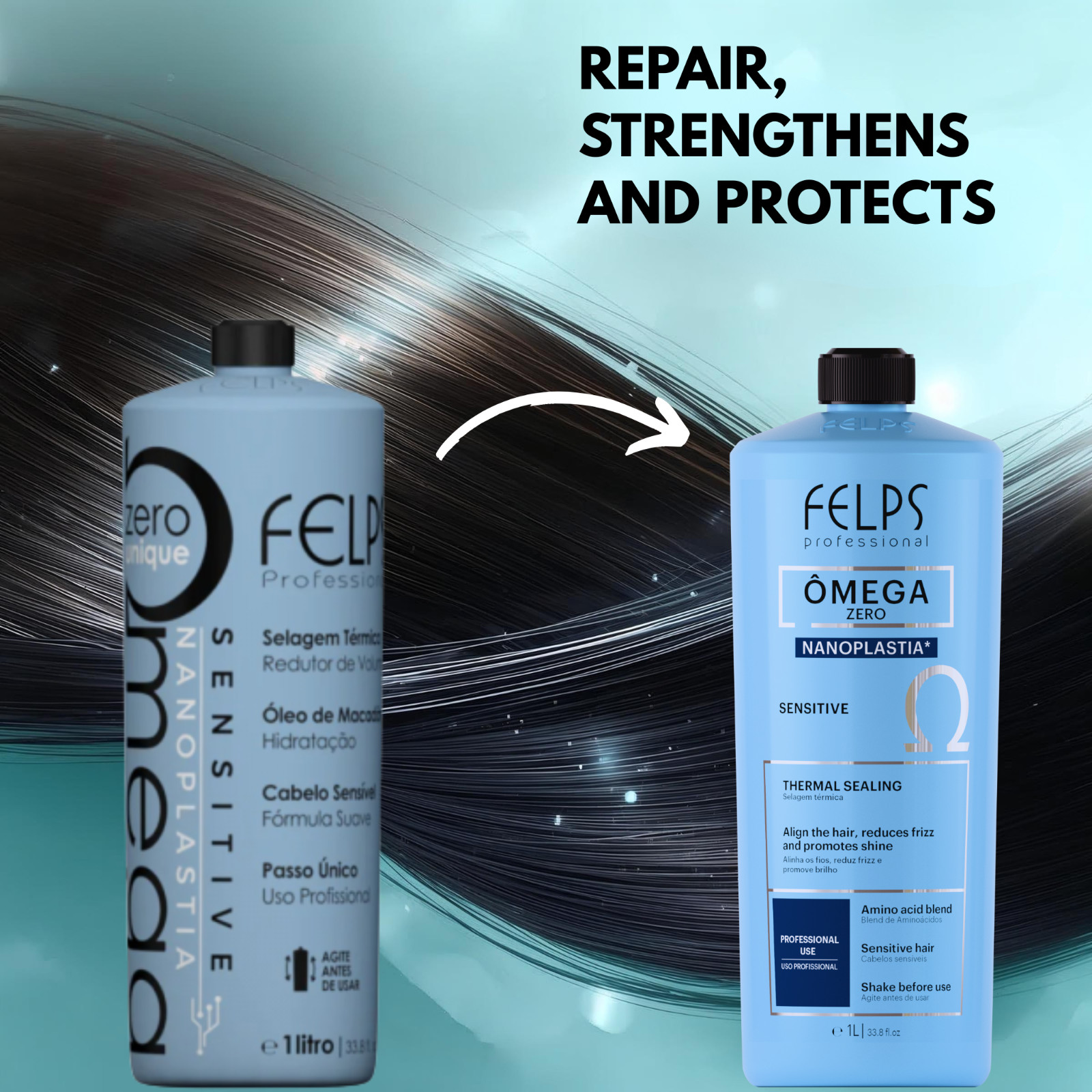 Felps Omega Zero Sensitive Unique Thermal Sealing – 33.8 fl Oz – 1L