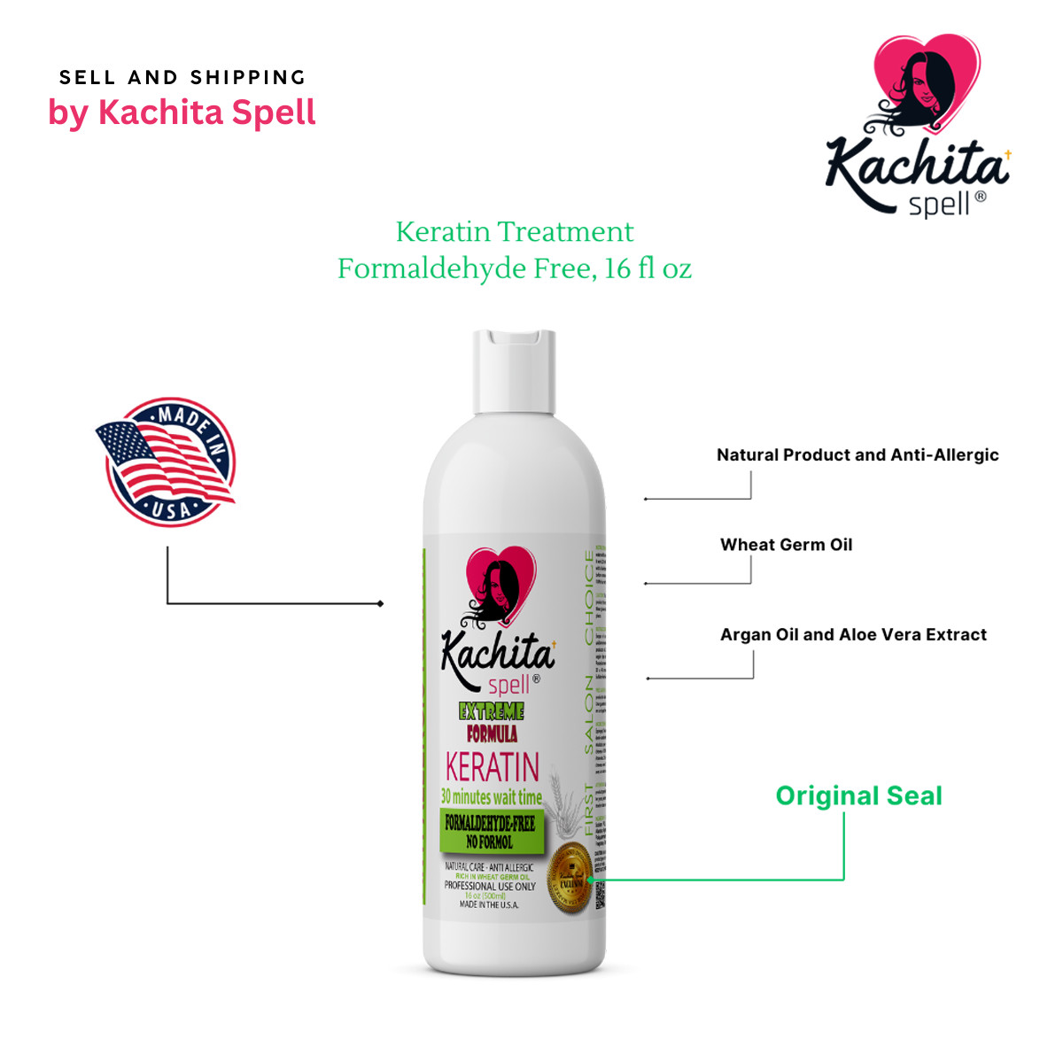 Keratin Formaldehyde-Free Kachita Spell Extreme Edition 16 oz Hypoallergenic
