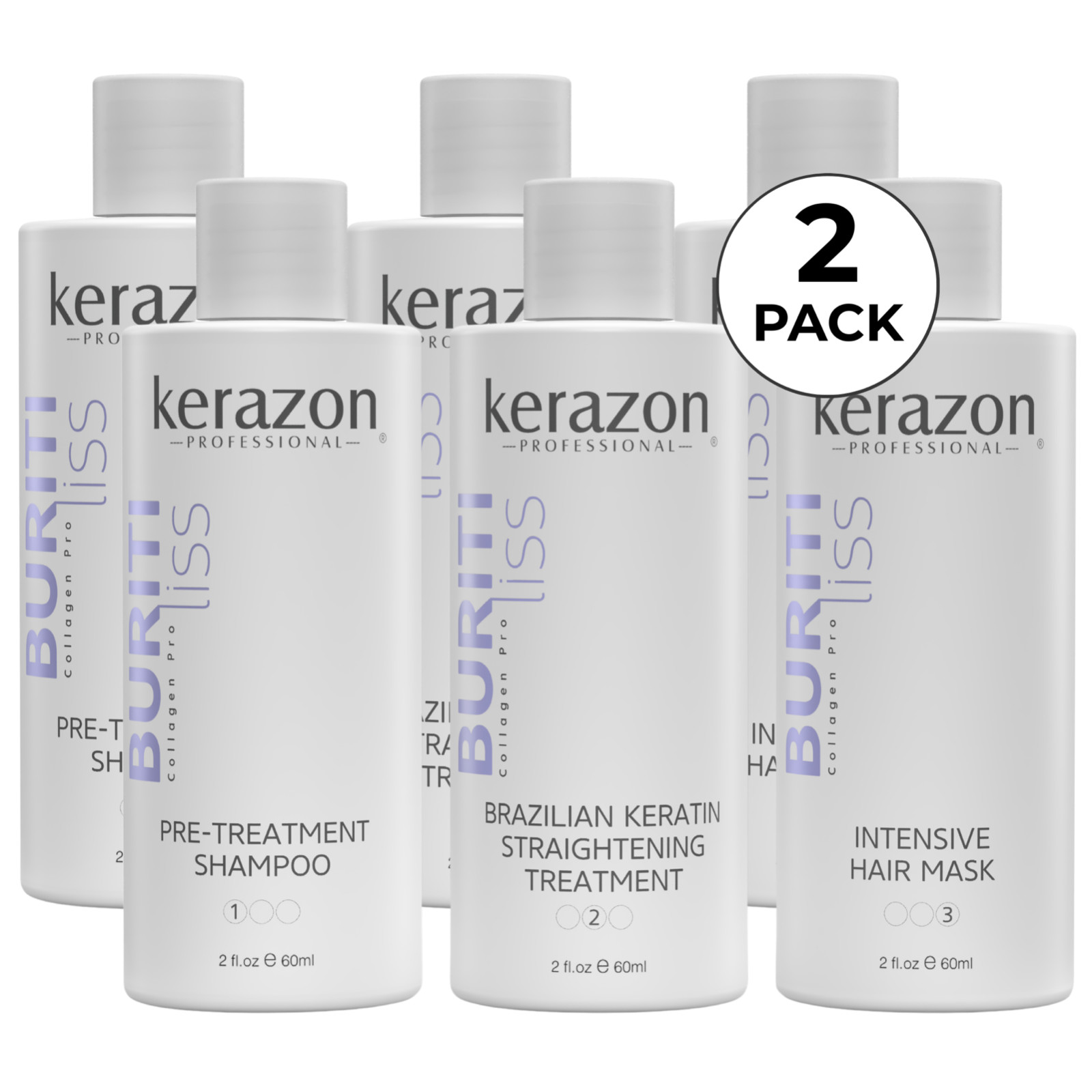 Brazilian Keratin Straightening Treatment Collagen Pro KIT Alisado KERAZON 2PACK