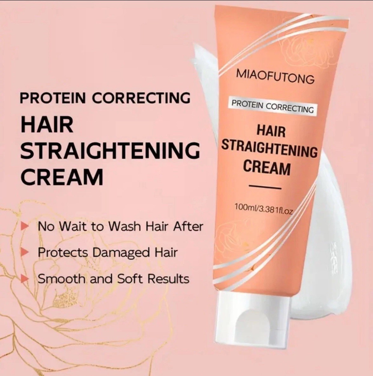 “Unisex Protein Hair Straightening Lotion 3.38oz, Glycerin, Collagen & Silk