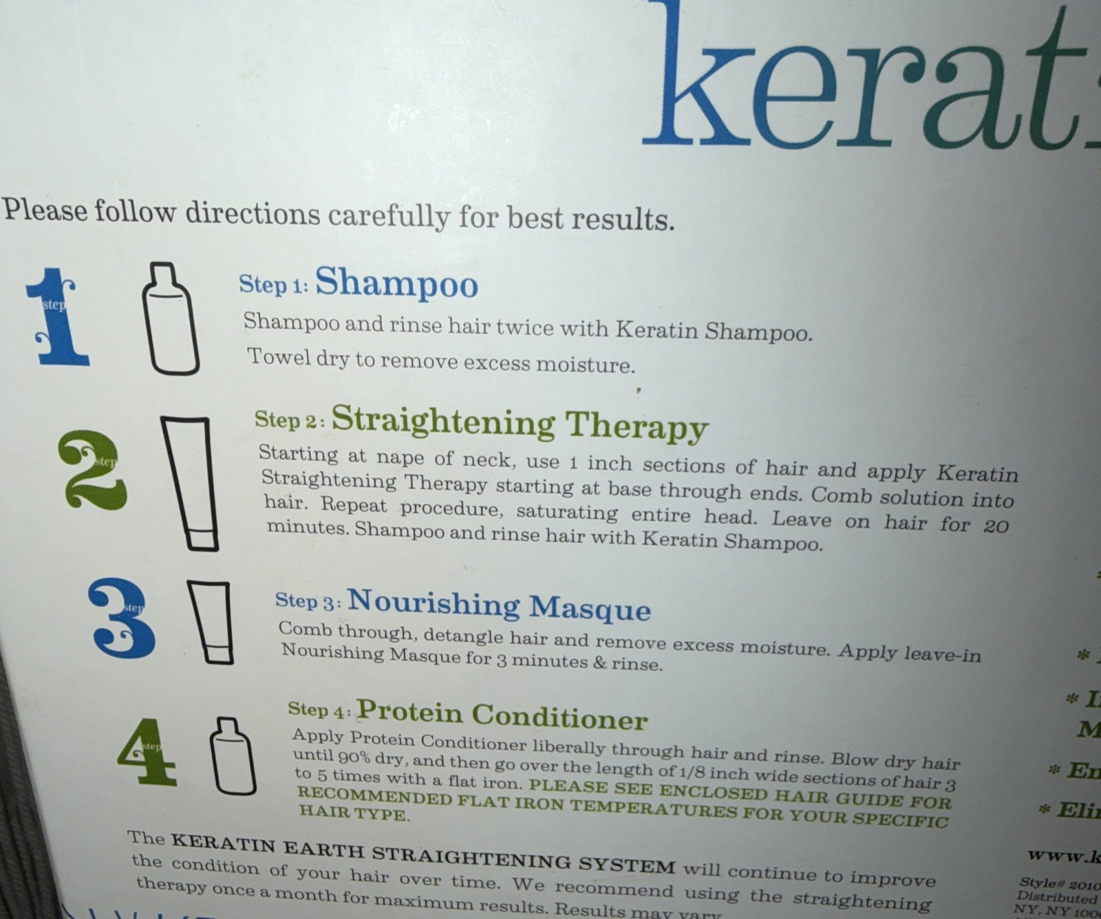 Keratin Earth 4 Step Hair Straightening Smoothing Treatment System Sealed w/Box