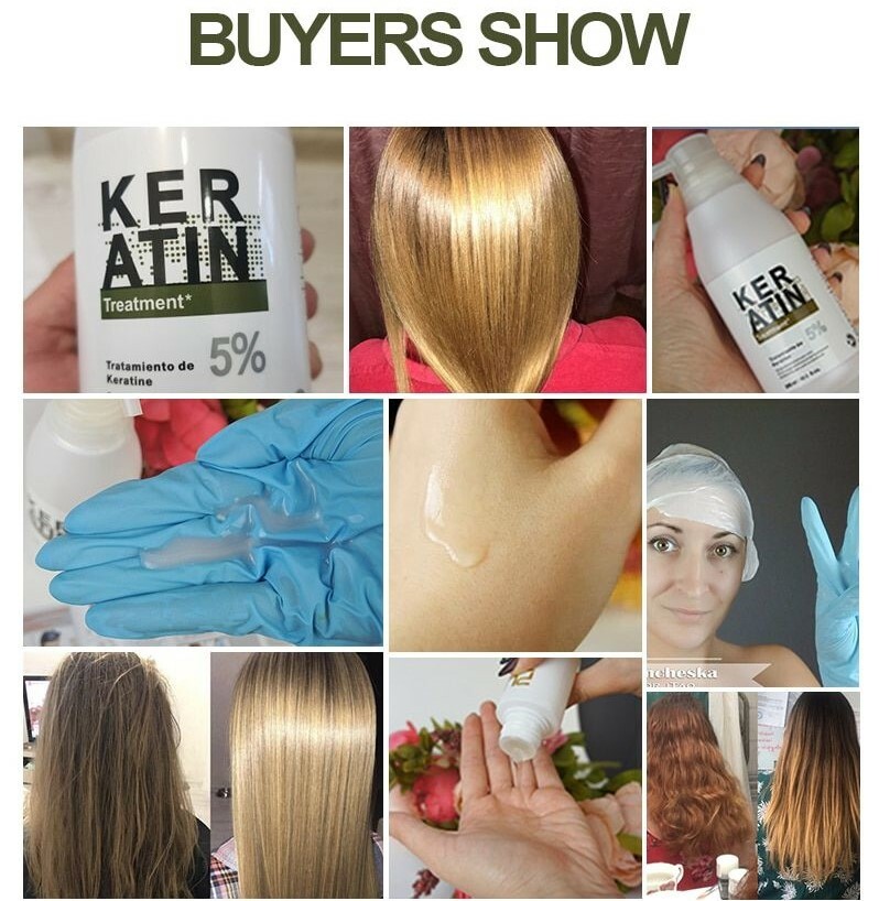 Brazilian Keratin 5% Curly Frizzy Damaged Hair Treatment + Purifying Shampoo