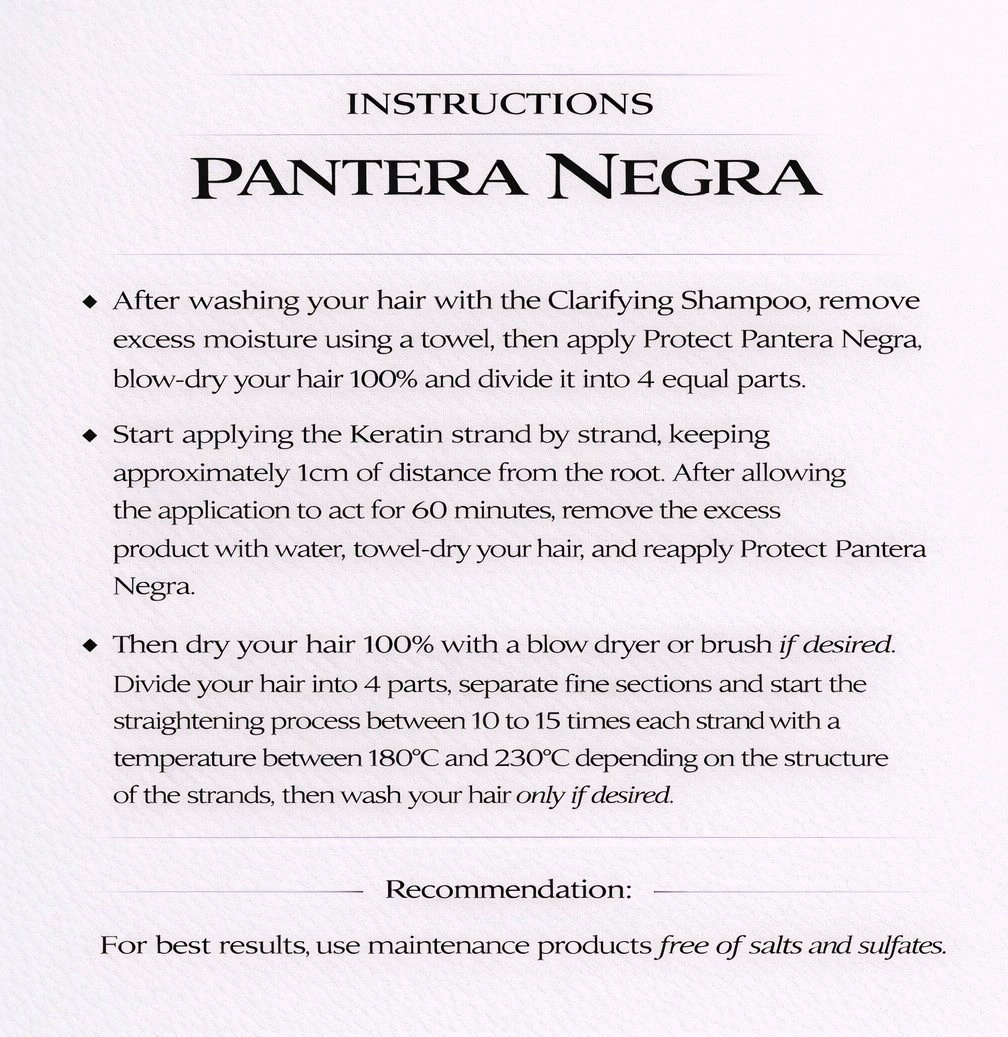 Pantera Negra Keratin Treatment Shampoo & Mask Set Anti-Frizz Smoothing 1L