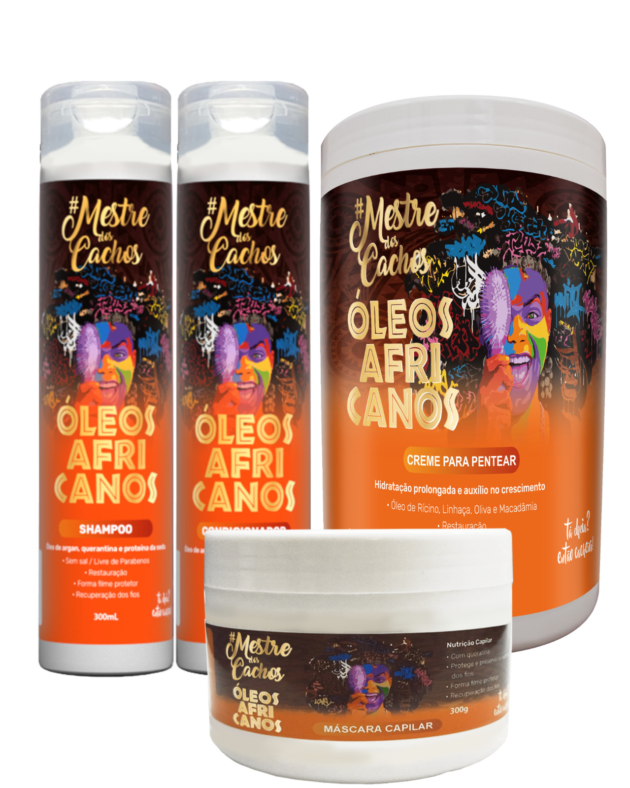 Mestre dos Cachos African Oils Kit – Deep Hair Nutrition, Shine & Curl Repair