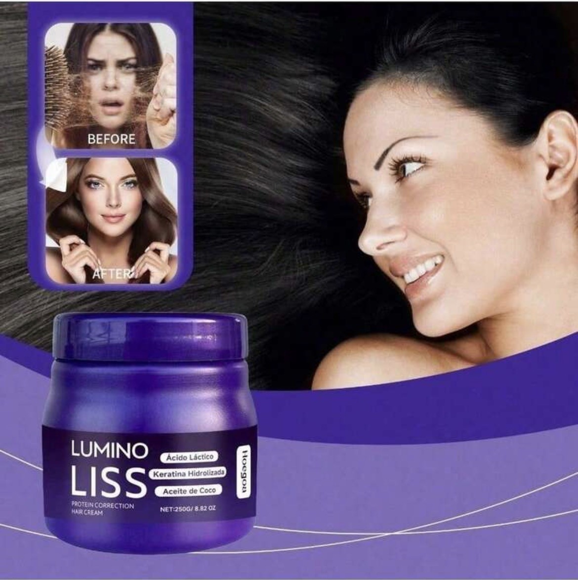 L Liss Hair Straightening Protein Cream (no Formaldehyde) 8.82 oz (250g)