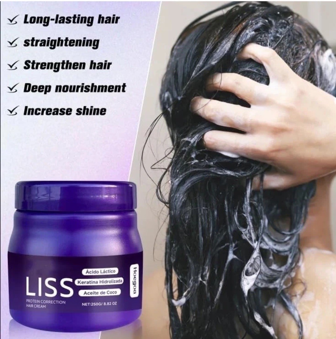 Liss Protein Correcting Cream 8.82 oz. Hair Straightener With Brush Sealed