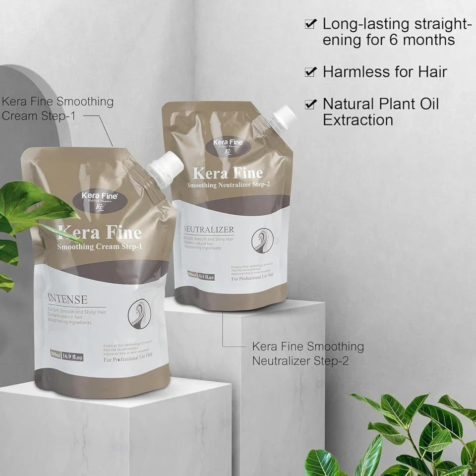 KERA FINE Hair Straightening Cream Step-1 & Step-2 Rebonding 125ml Each