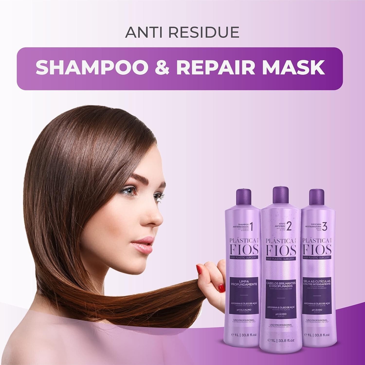 Kit Cadiveu Plastica dos Fios Brazilian Keratin Hair Treatment 3x 1L