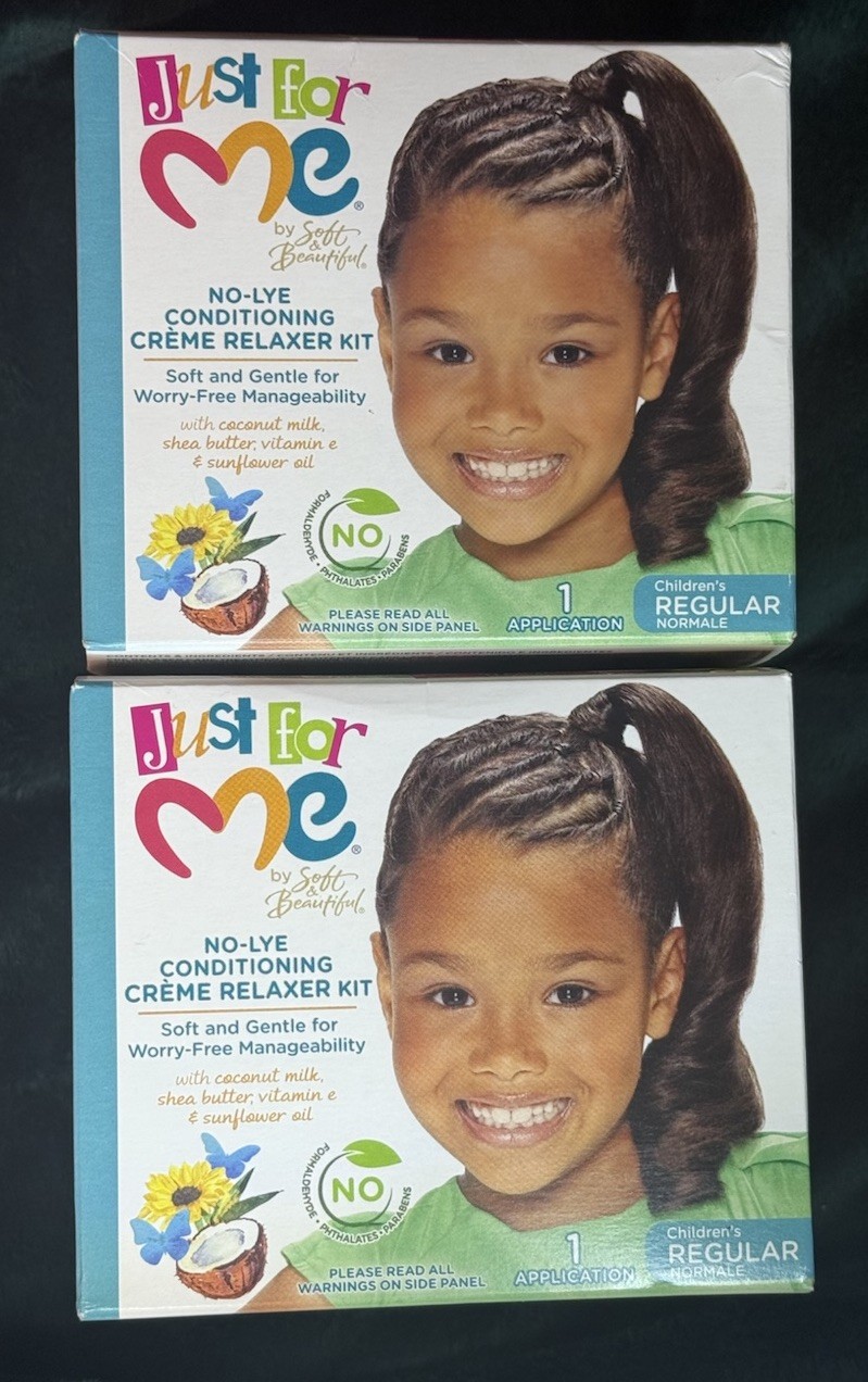 2 X Just For Me No Lye Conditioning Creme Relaxer Kit For Children, Exp 27+