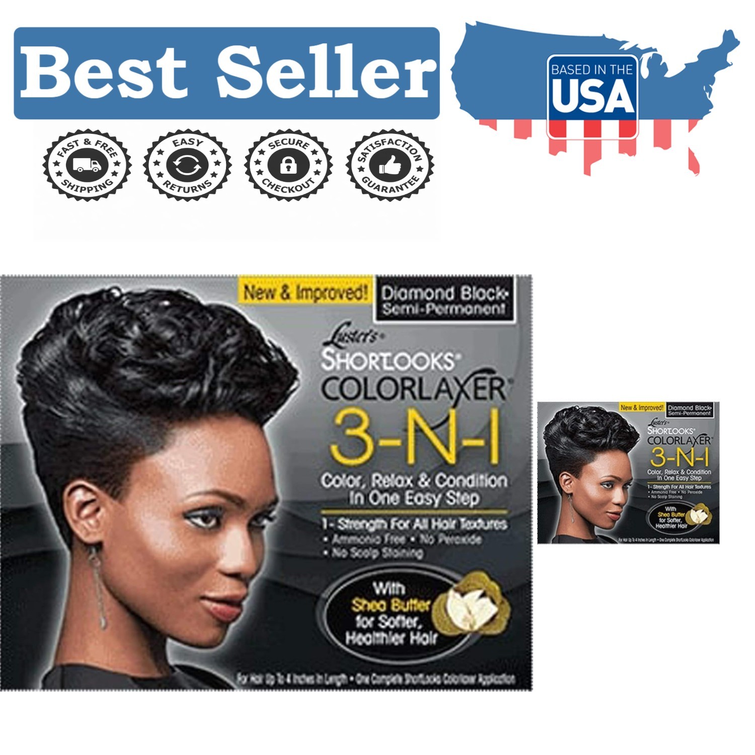 Shortlooks 3-in-1 Diamond Black Color Relaxer – Ammonia-Free Conditioning