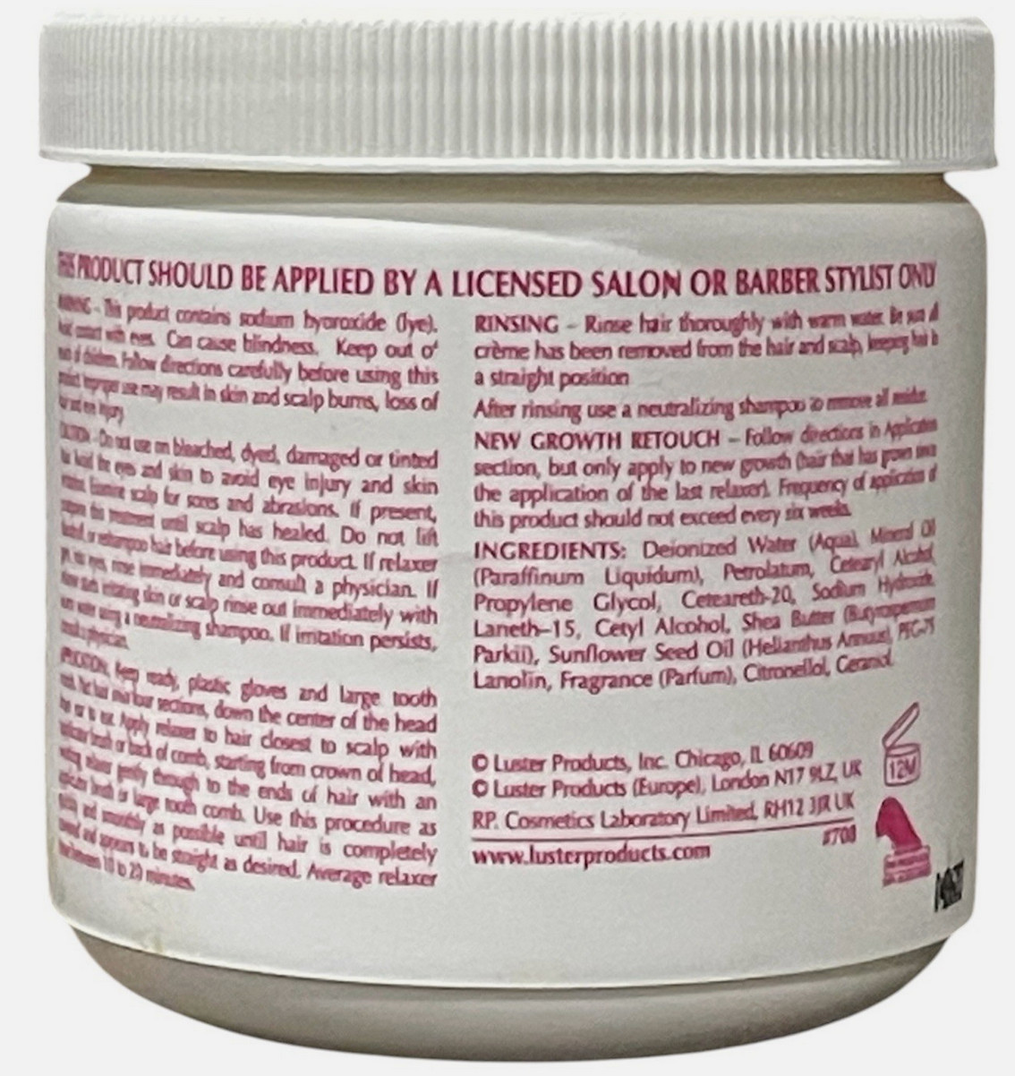 Lusters PCJ Creme Relaxer Pressing Comb in the Jar No.1 – 15oz New