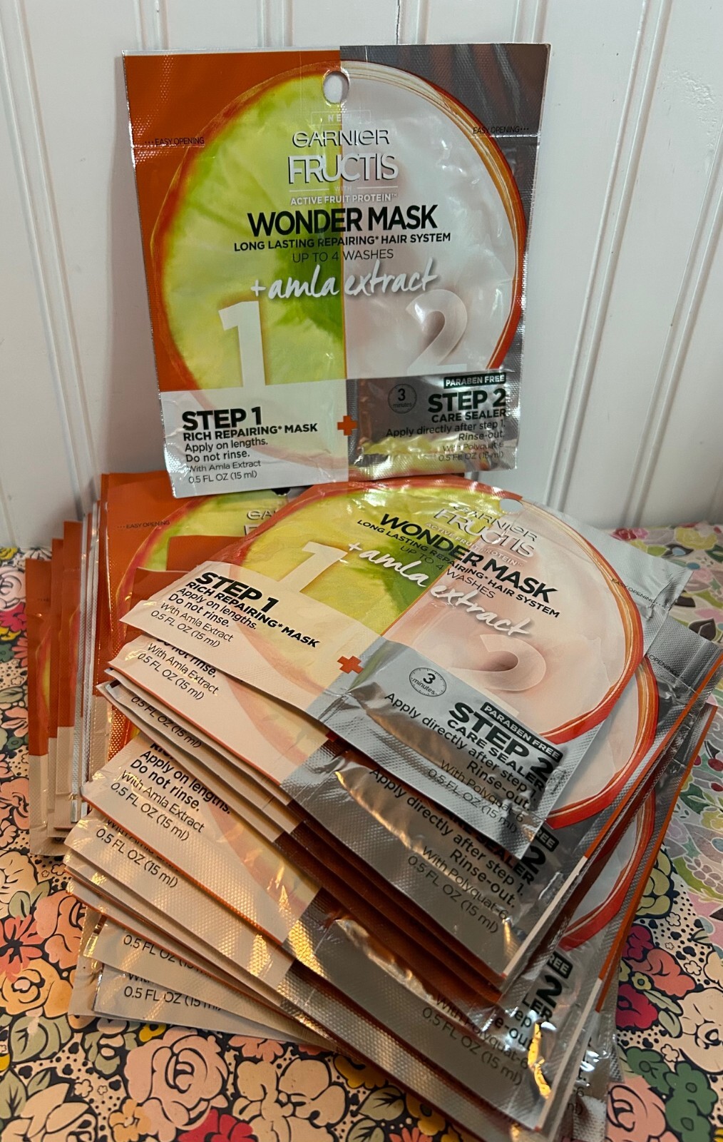 LOT OF 26 GARNIER FRUCTIS 2 STEP WONDER HAIR MASK with ACTIVE FRUIT PROTEIN
