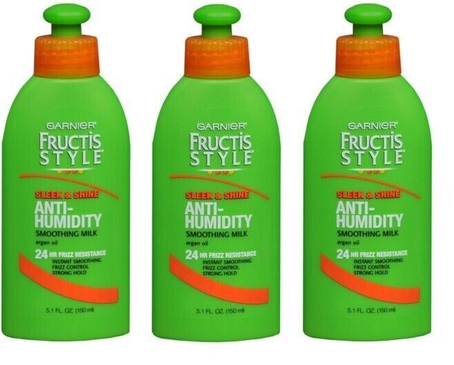 Garnier Fructis Sleek & Shine Anti- Humidity Smoothing Milk 5.1 oz each* 3 Pack*