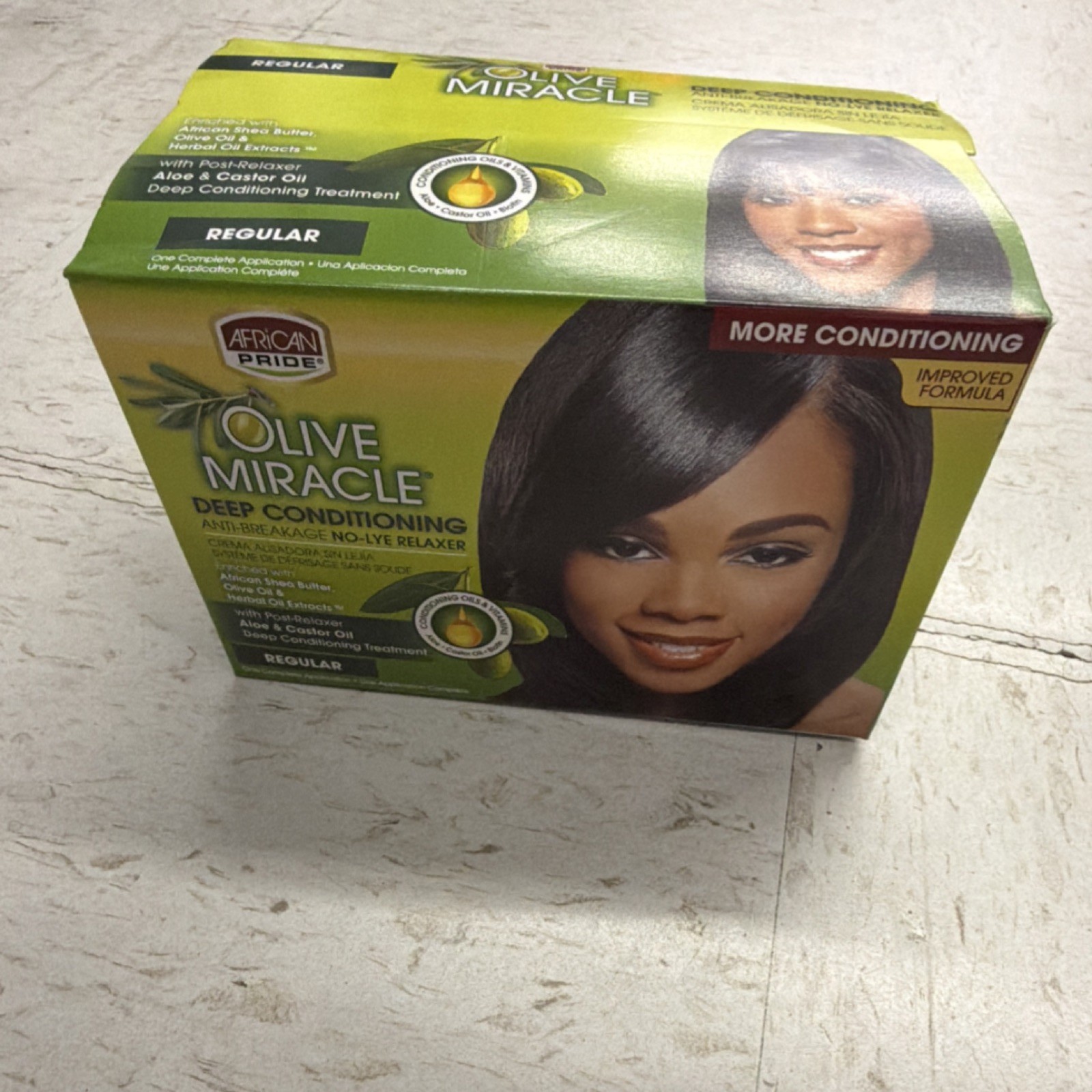 African Pride Olive Miracle No-Lye Relaxer with Shea Butter for Curly Hair