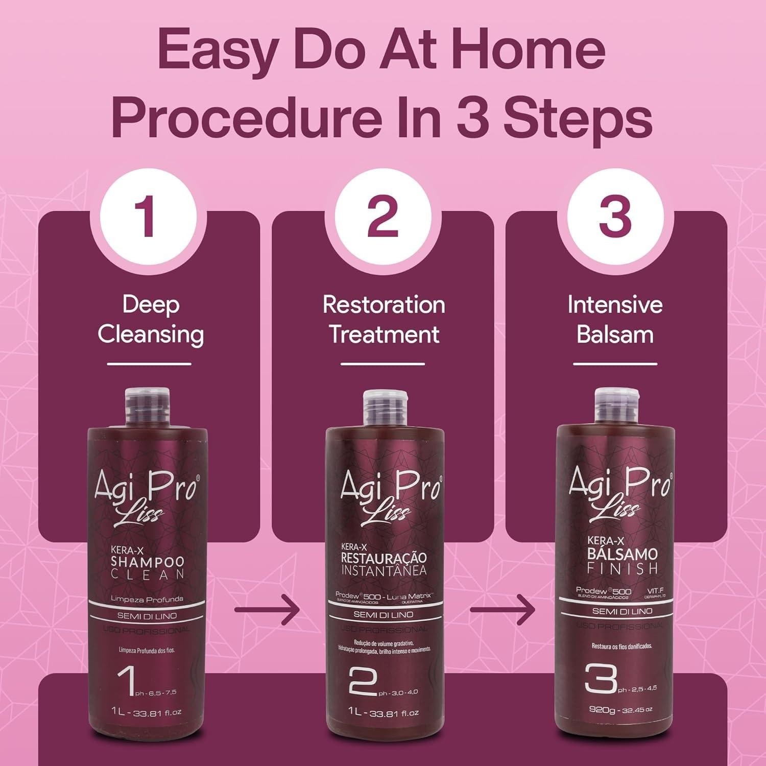 Agi Pro Liss Kera-X Agimax Semi di Lino Hair Straightening Agi Max Kit 3x1L