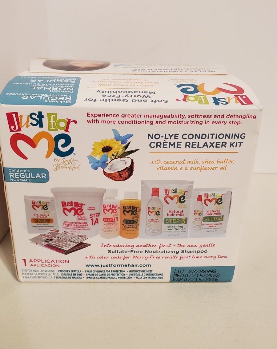 JUST FOR ME NO-LYE CONDITIONING CREME RELAXER KIT, REGULAR CHILDRENS!