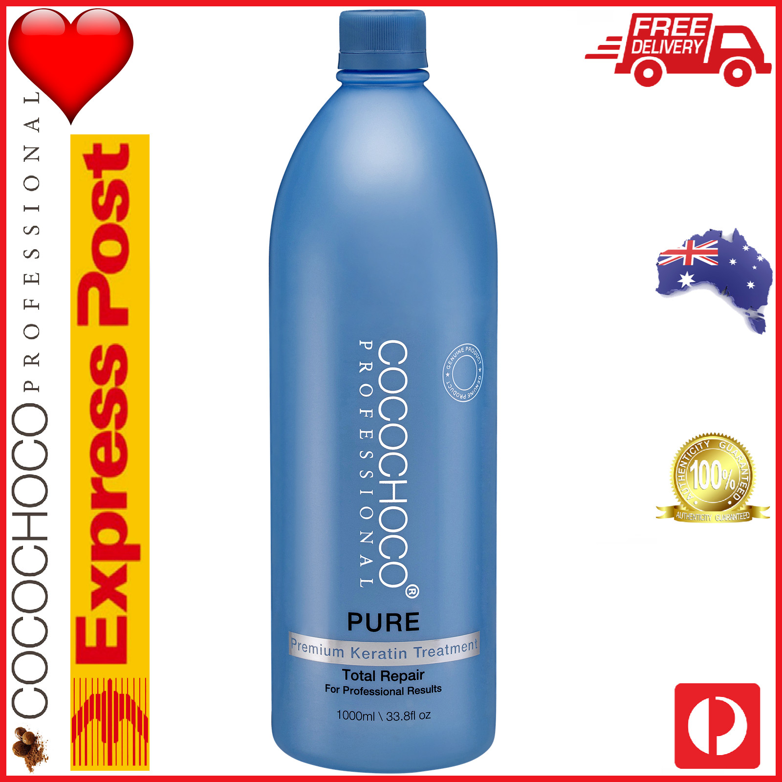❤❤ COCOCHOCO Pro PURE Keratin Treatment 1000ml Hair Salon FREE EXPRESS DELIVERY