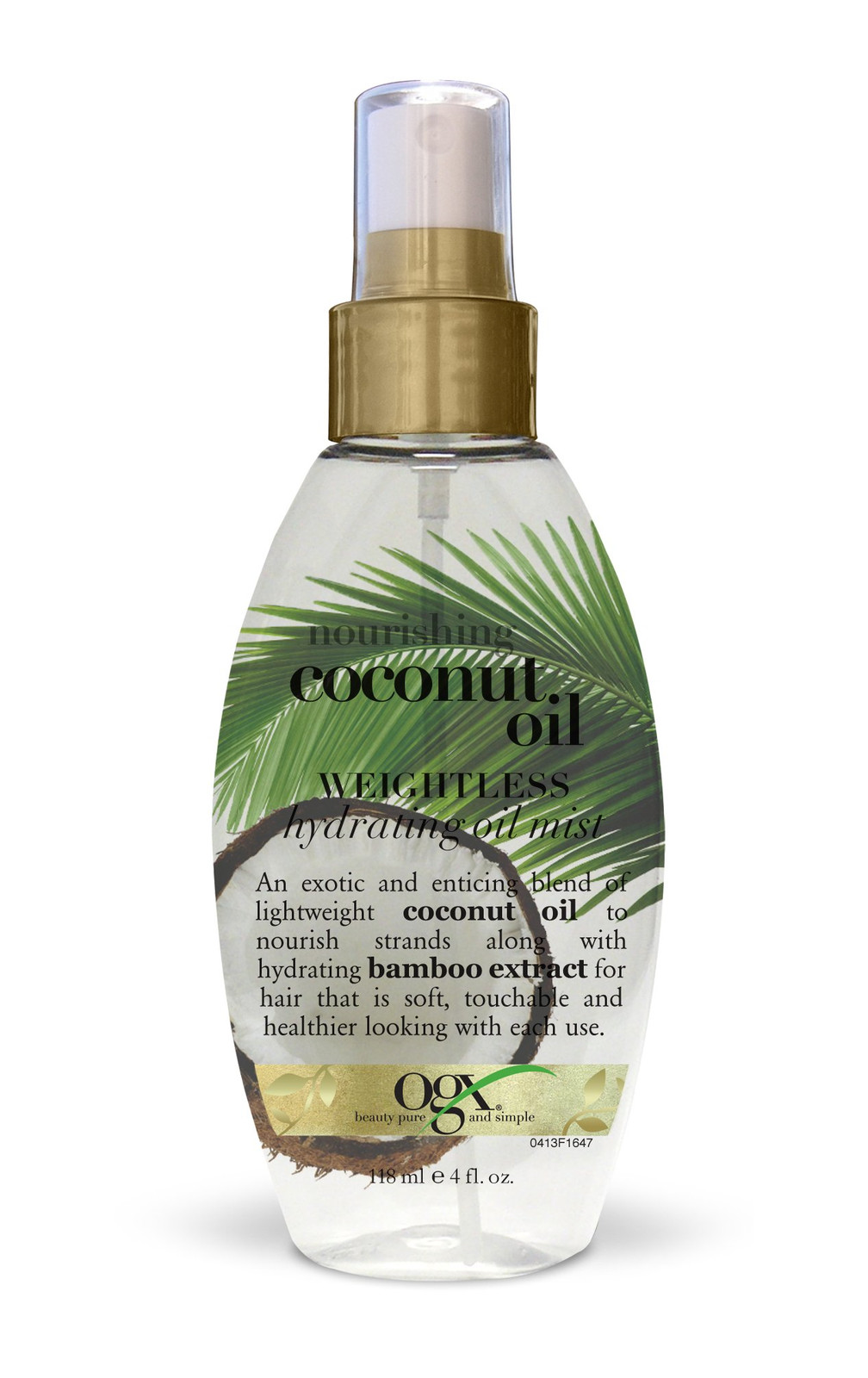 OGX Nourishing Coconut Oil Weightless Hydrating Oil Mist, 4 Ounce Spray Bottle,