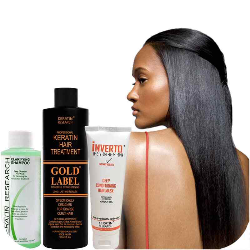 Keratin Research Gold Label Keratin Hair Blowout Treatment 240ml with Mask Set